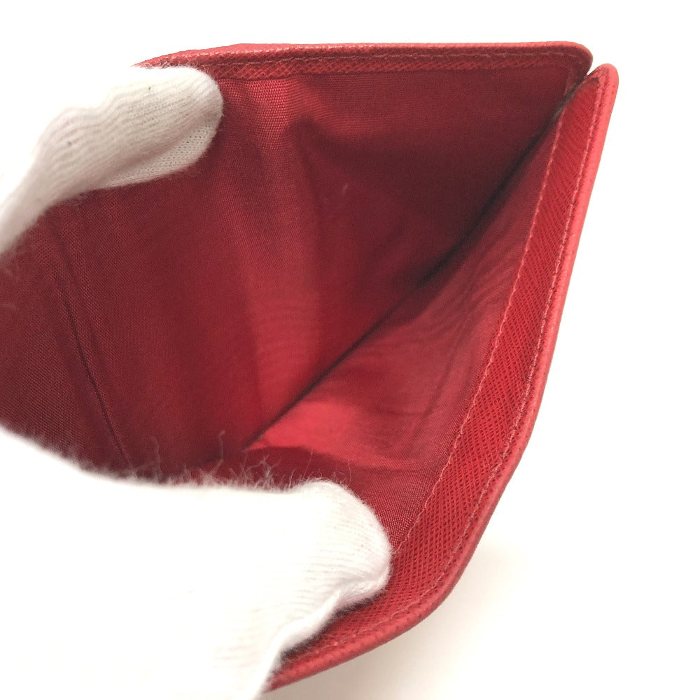 PRADA Folded wallet 1ML018 Safiano leather Red logo Women Used