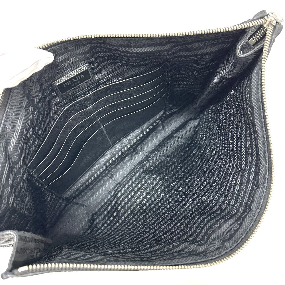 PRADA Clutch bag 2VN014 leather black triangle plate