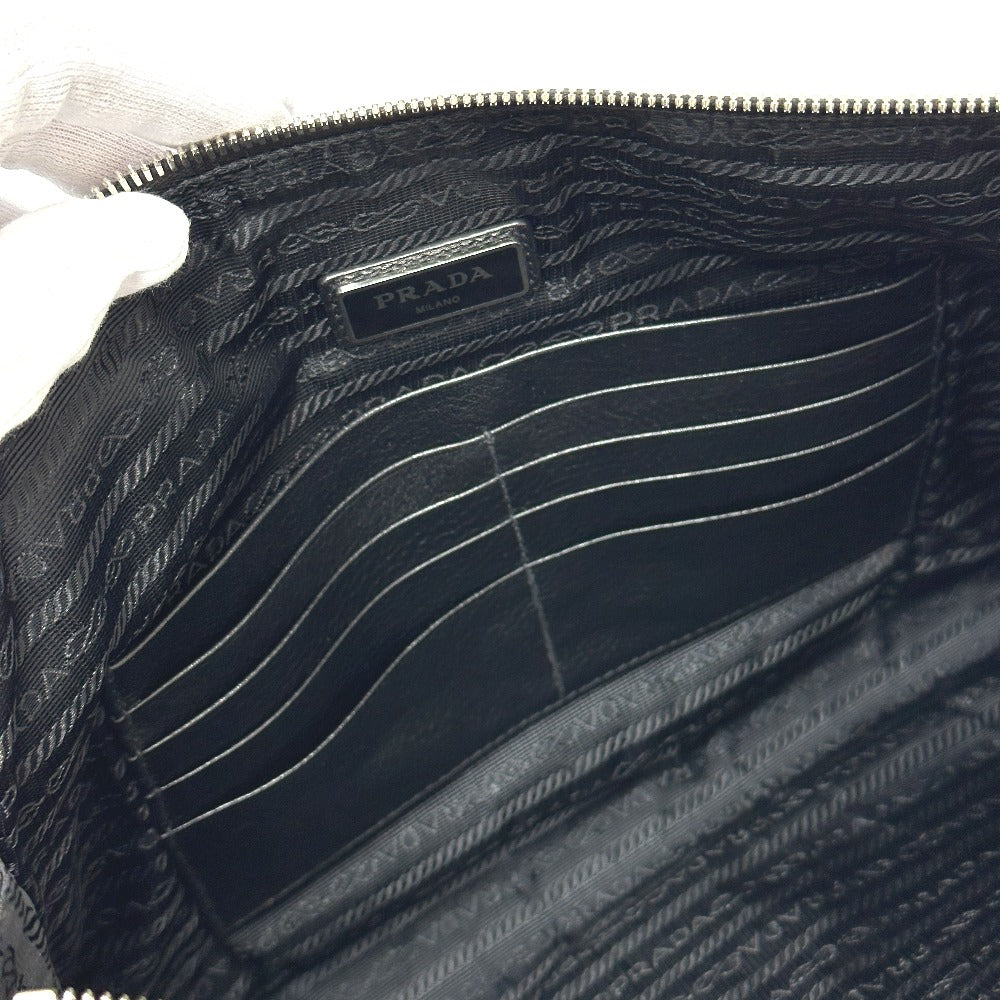 PRADA Clutch bag 2VN014 leather black triangle plate