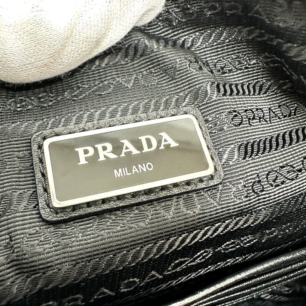 PRADA Clutch bag 2VN014 leather black triangle plate