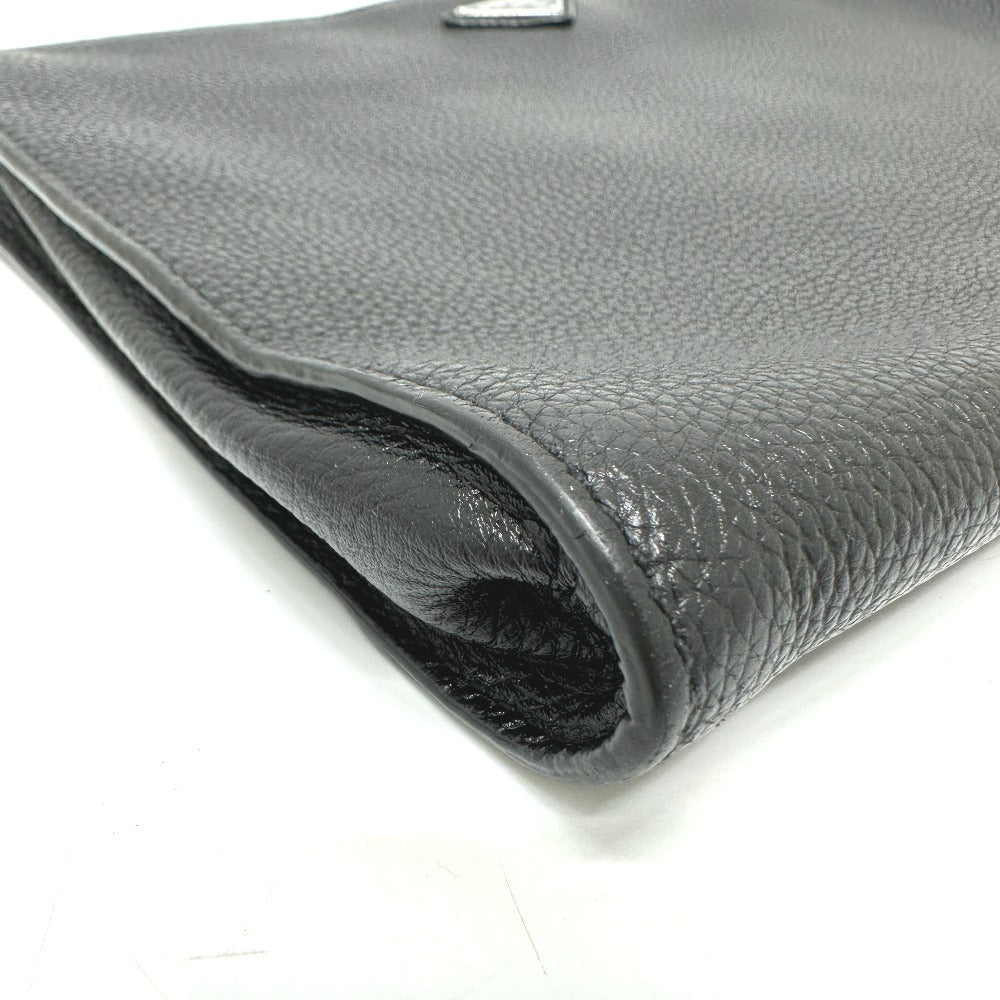 PRADA Clutch bag 2VN014 leather black triangle plate