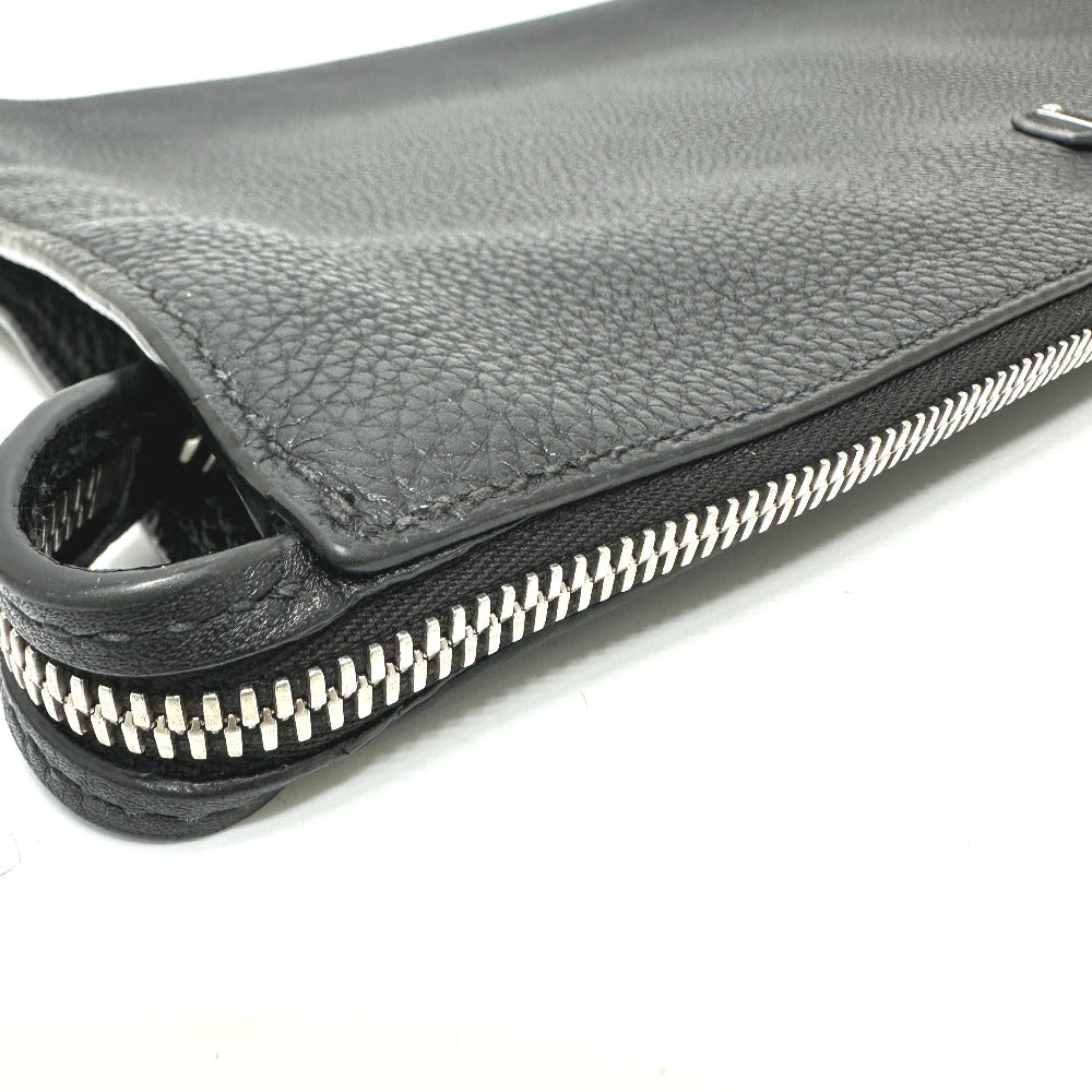 PRADA Clutch bag 2VN014 leather black triangle plate