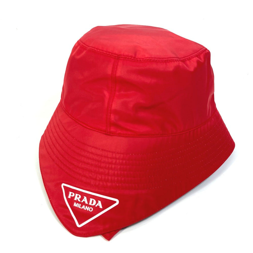 PRADA hat 2HC280 Nylon Polyamide Red With string triangle logo fisherman hat Women XXL Used