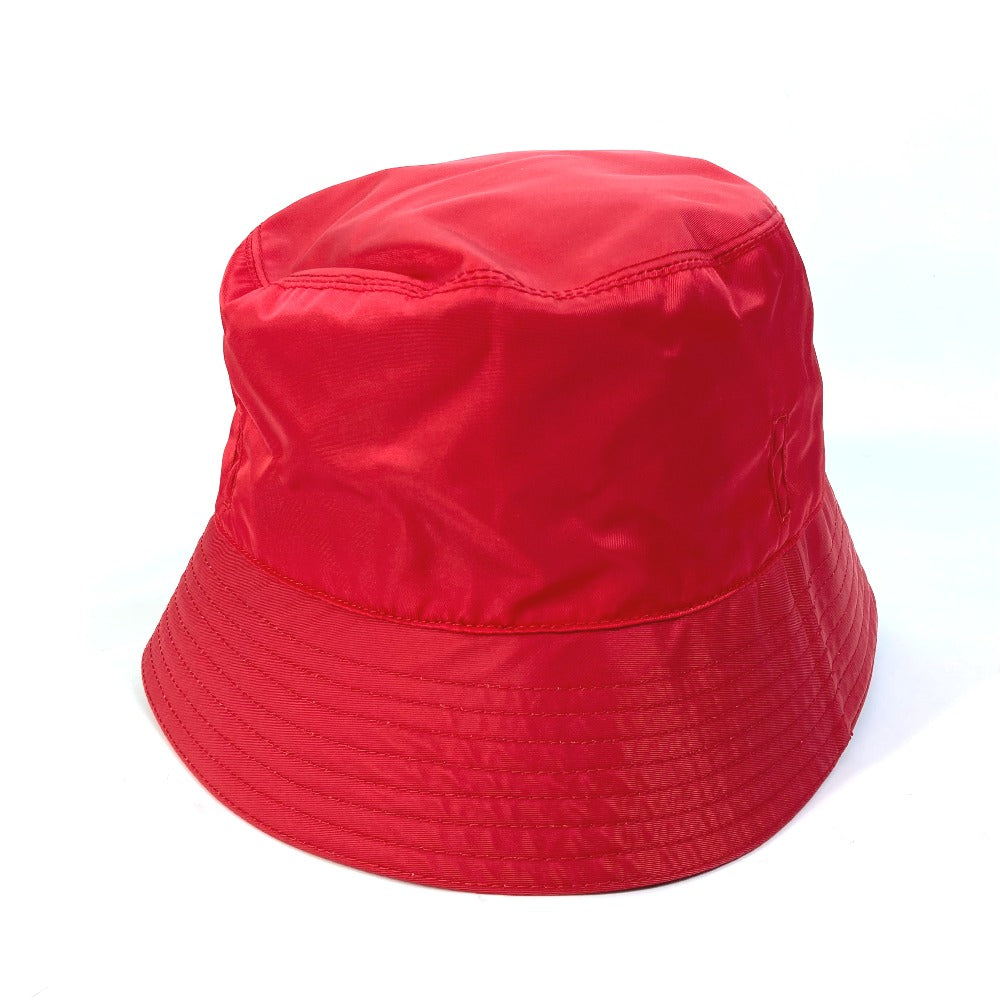 PRADA hat 2HC280 Nylon Polyamide Red With string triangle logo fisherman hat Women XXL Used