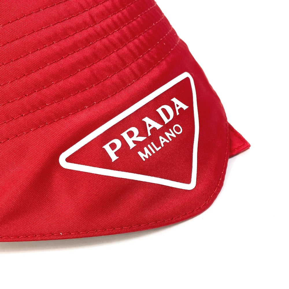 PRADA hat 2HC280 Nylon Polyamide Red With string triangle logo fisherman hat Women XXL Used