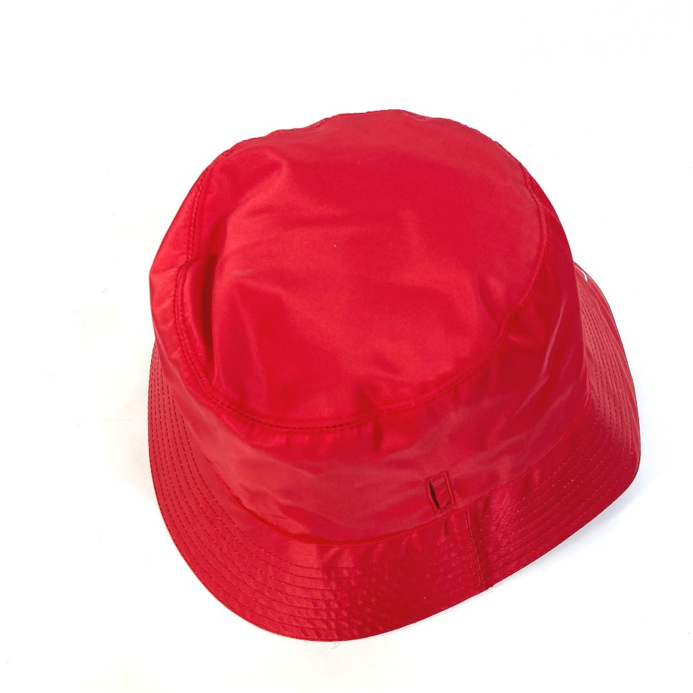 PRADA hat 2HC280 Nylon Polyamide Red With string triangle logo fisherman hat Women XXL Used