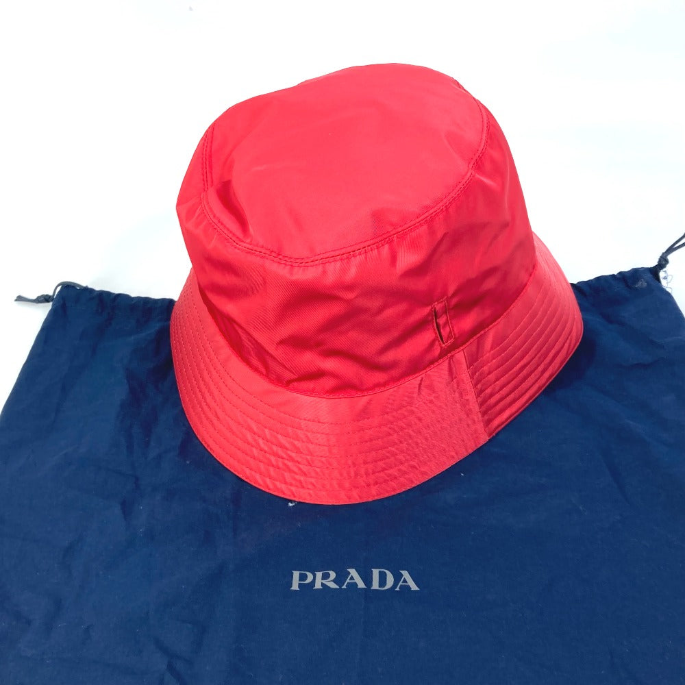 PRADA hat 2HC280 Nylon Polyamide Red With string triangle logo fisherman hat Women XXL Used