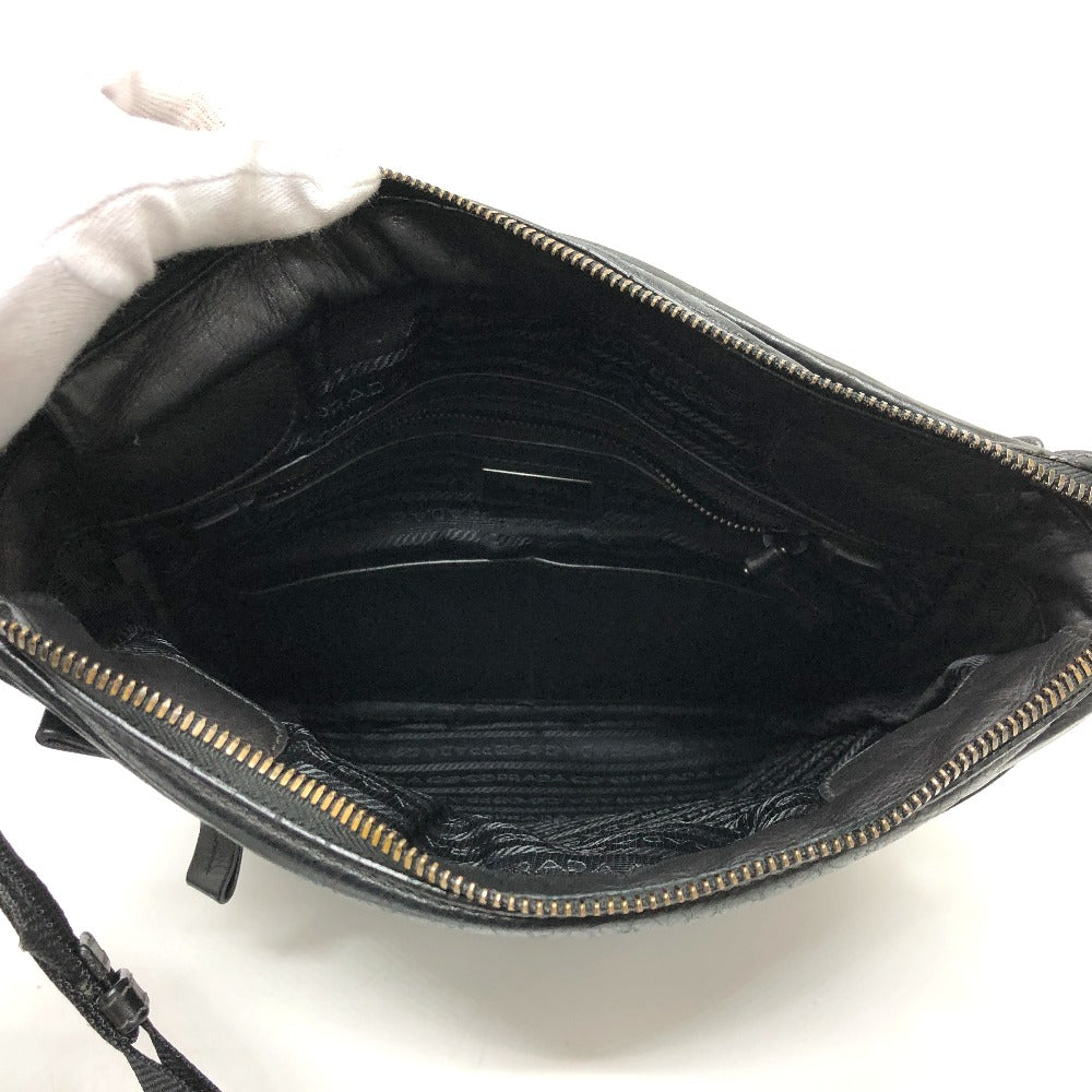 PRADA Shoulder Bag 2VH022 leather black Messenger mens Used