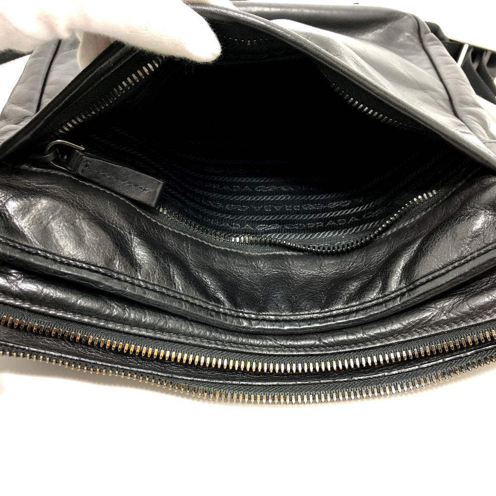 PRADA Shoulder Bag 2VH022 leather black Messenger mens Used