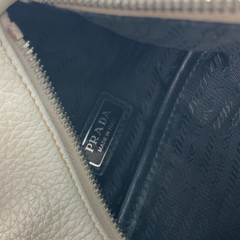PRADA Sling bag 2VZ098 leather white Triangle logo Cross Vitello Dino Leather Bag mens Used