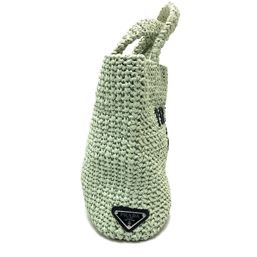 PRADA Tote Bag 1BG422 Raffia green Raffia Small Crochet シルバー金具