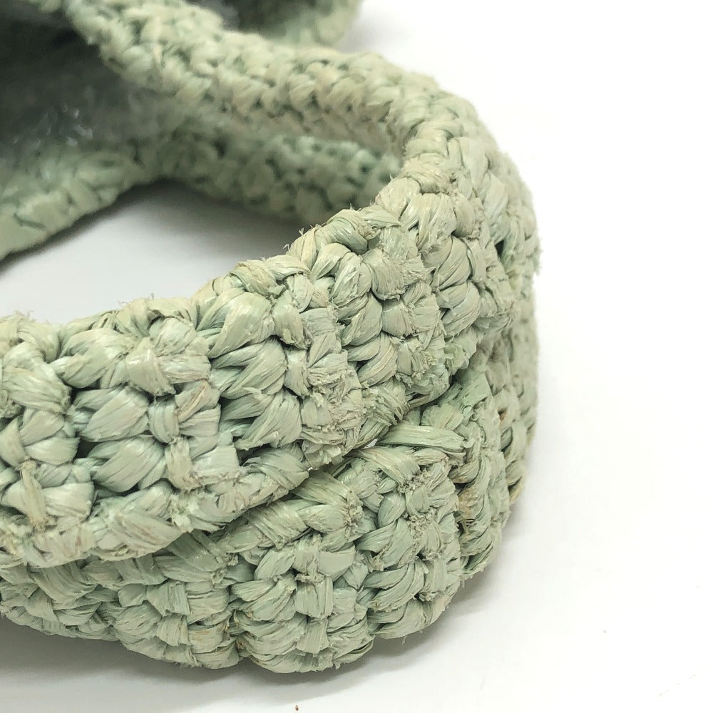 PRADA Tote Bag 1BG422 Raffia green Raffia Small Crochet シルバー金具