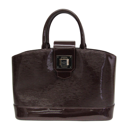 Brown Patent Leather Tote Bag with Removable Shoulder Strap
