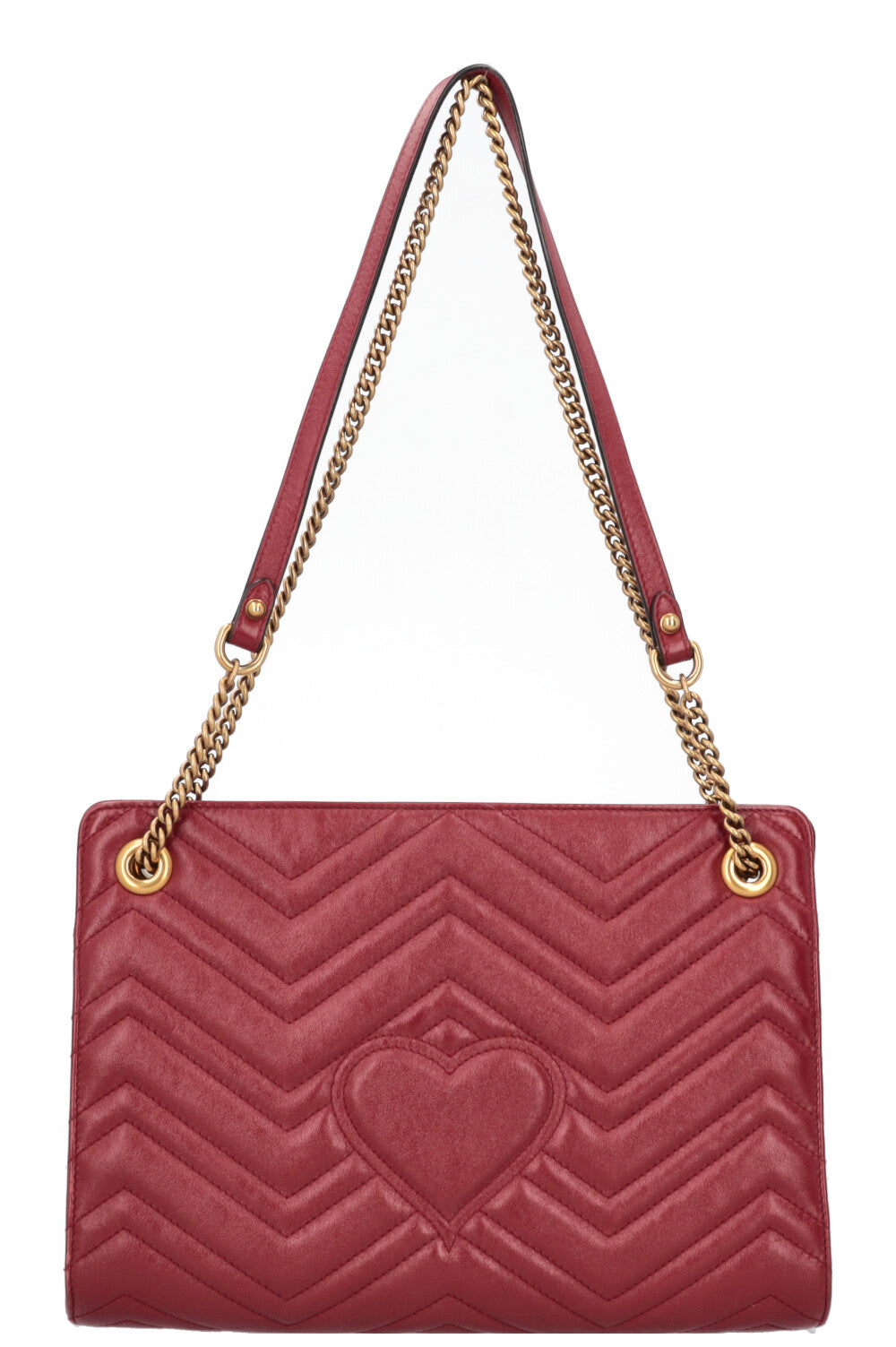 GUCCI Quilted Marmont Accordion Chain Crossbody Bag Red