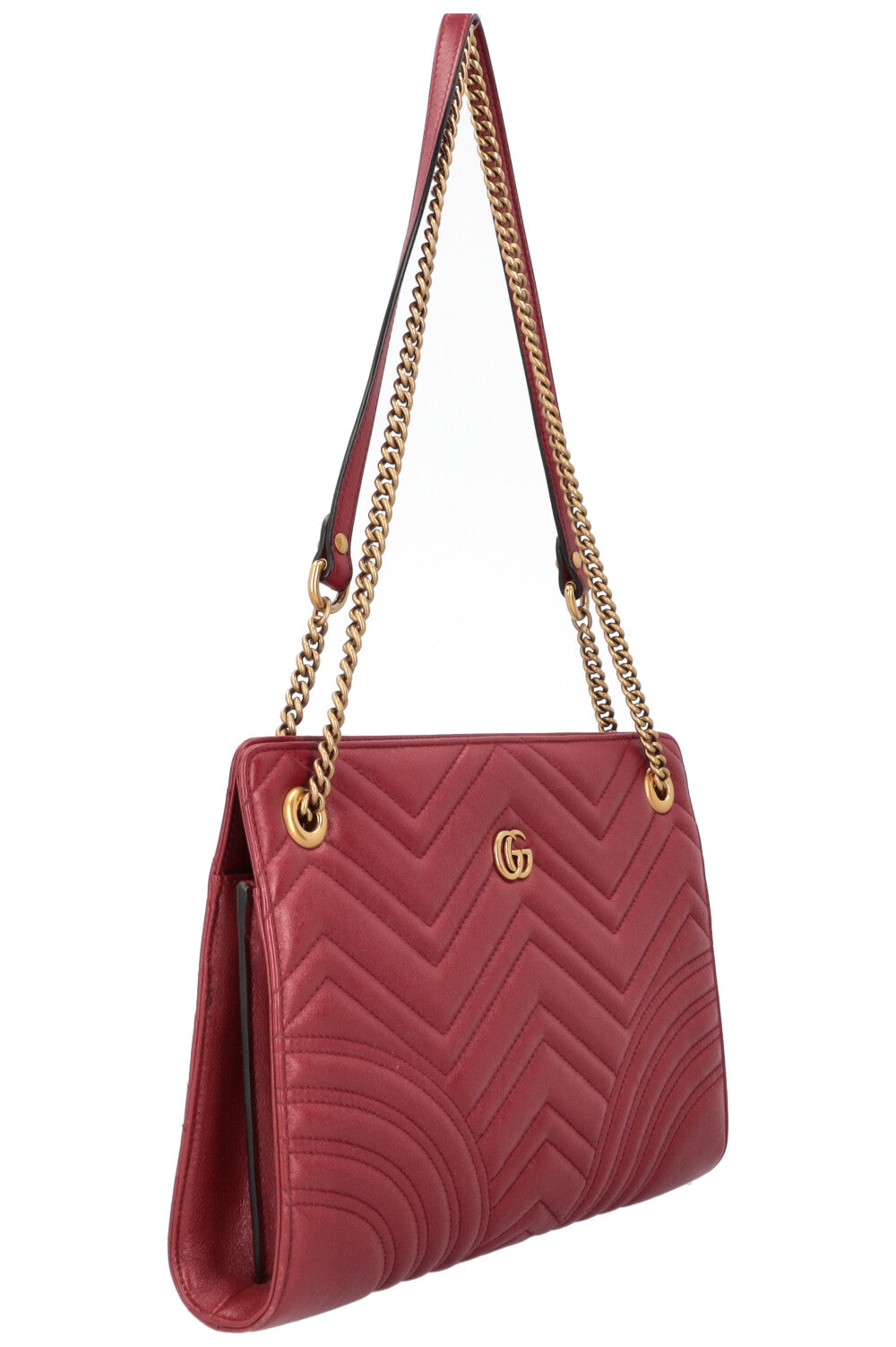 GUCCI Quilted Marmont Accordion Chain Crossbody Bag Red