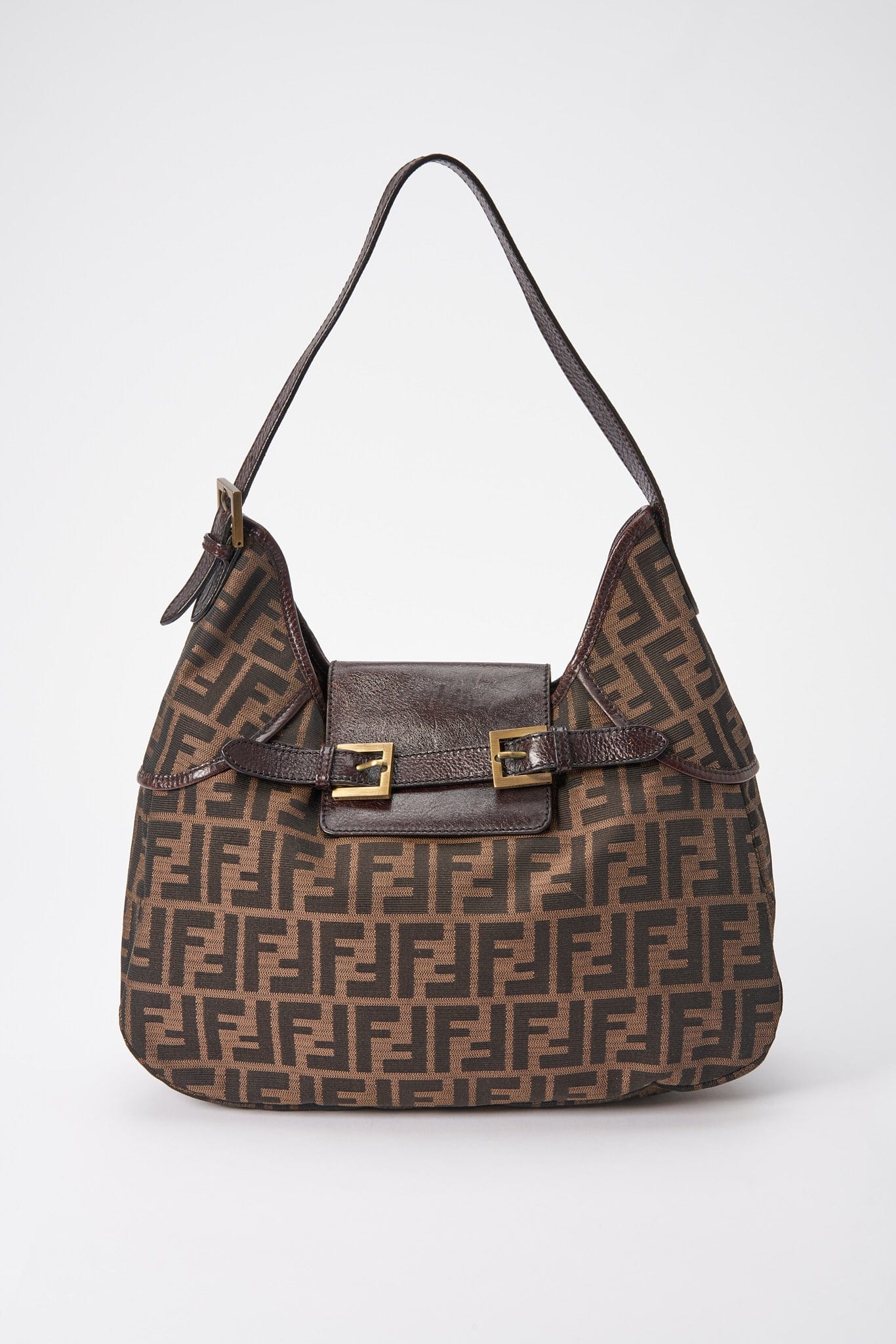 Vintage Fendi Zucca Shoulder Bag - Brown