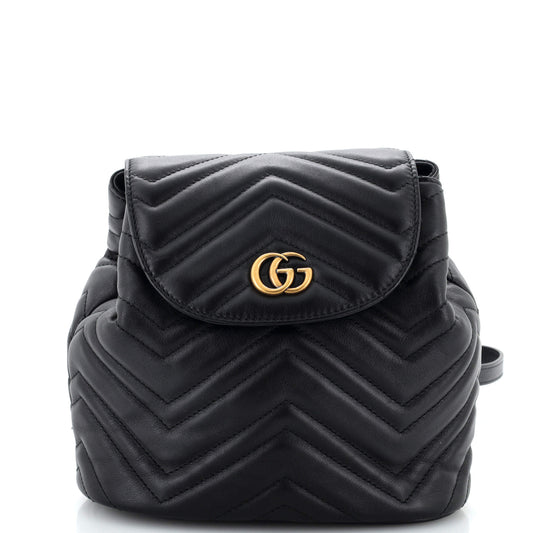 GG Marmont Drawstring Backpack Matelasse Leather Mini