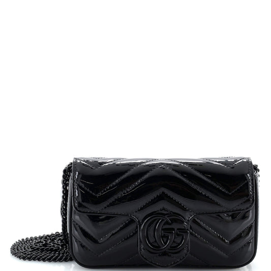 GG Marmont Shoulder Bag Matelasse Patent Super Mini