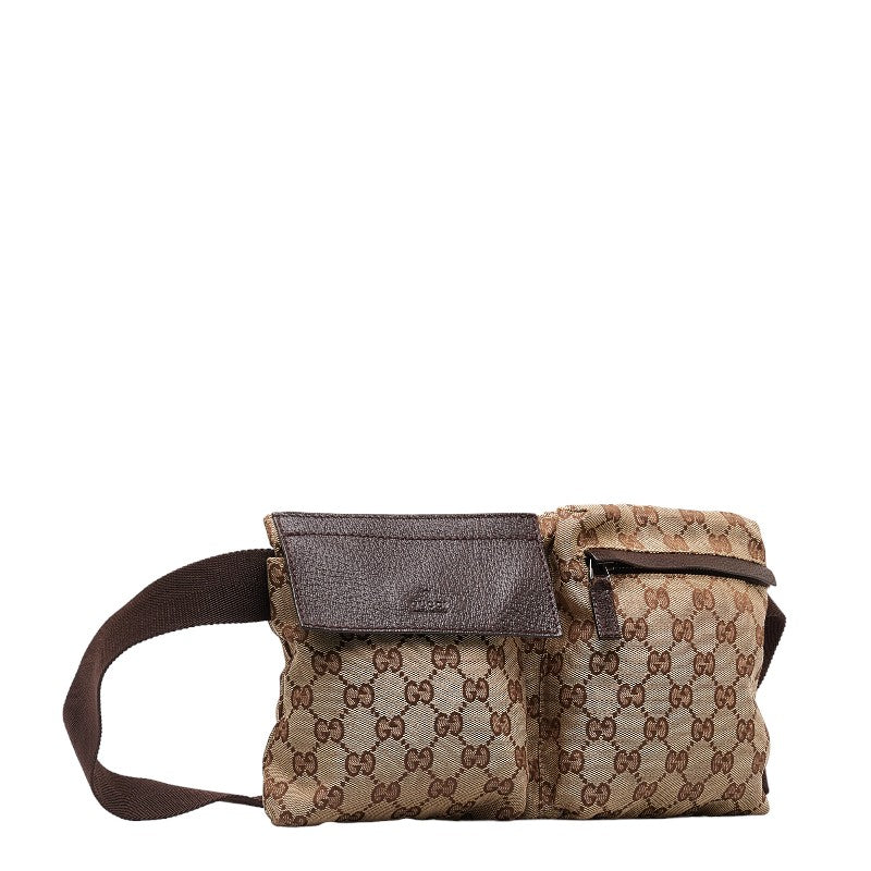 Gucci GG Canvas Body Bag Waist Bag 28566 Beige Brown Canvas Leather  Gucci