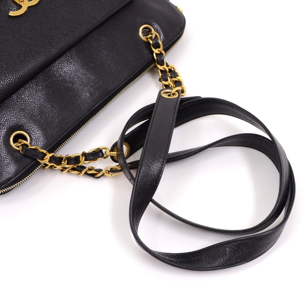 Caviar Leather Frontal Envelope Pocket Shoulder Bag