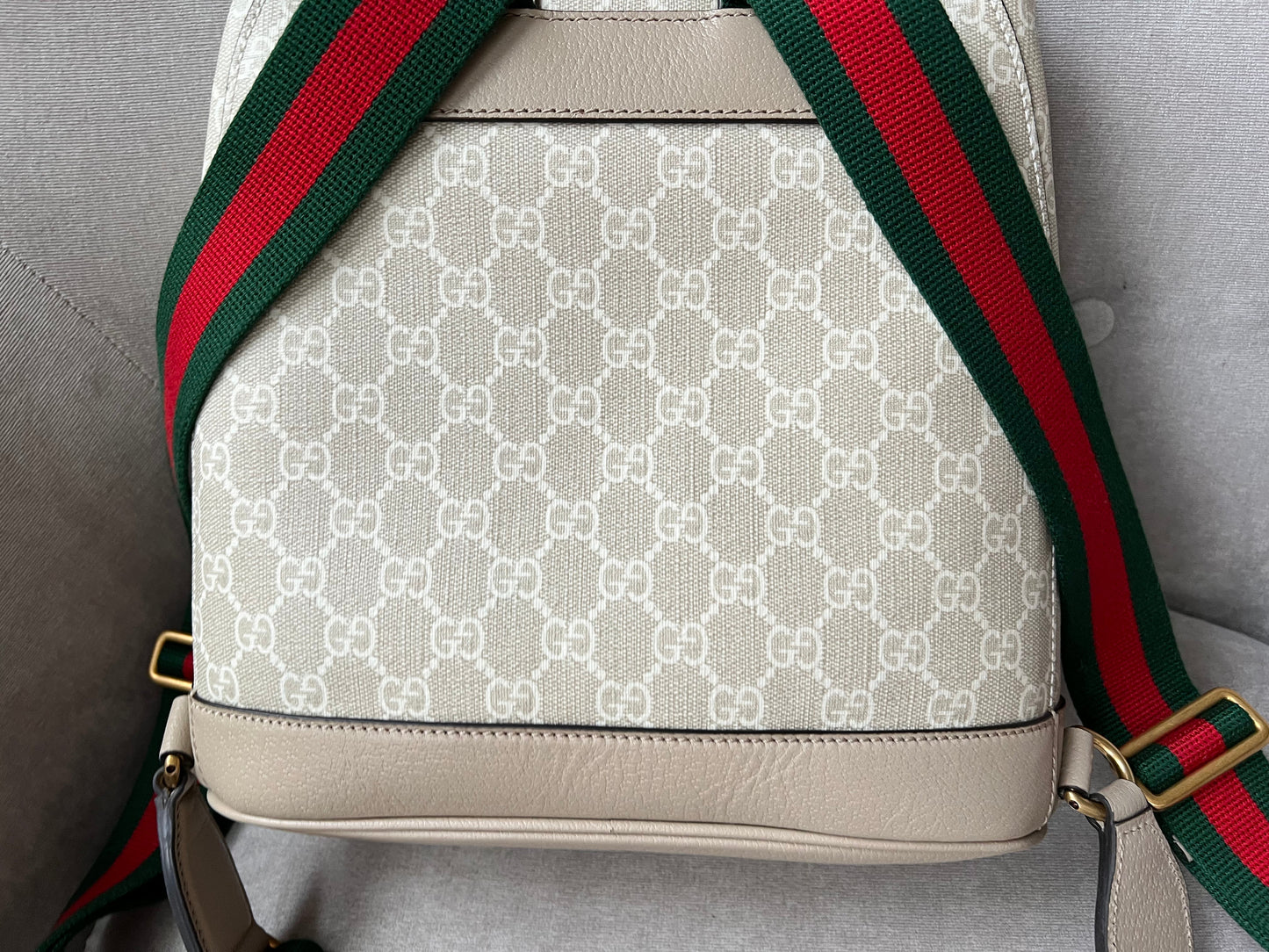 Gucci Beige and White Supreme Canvas Backpack