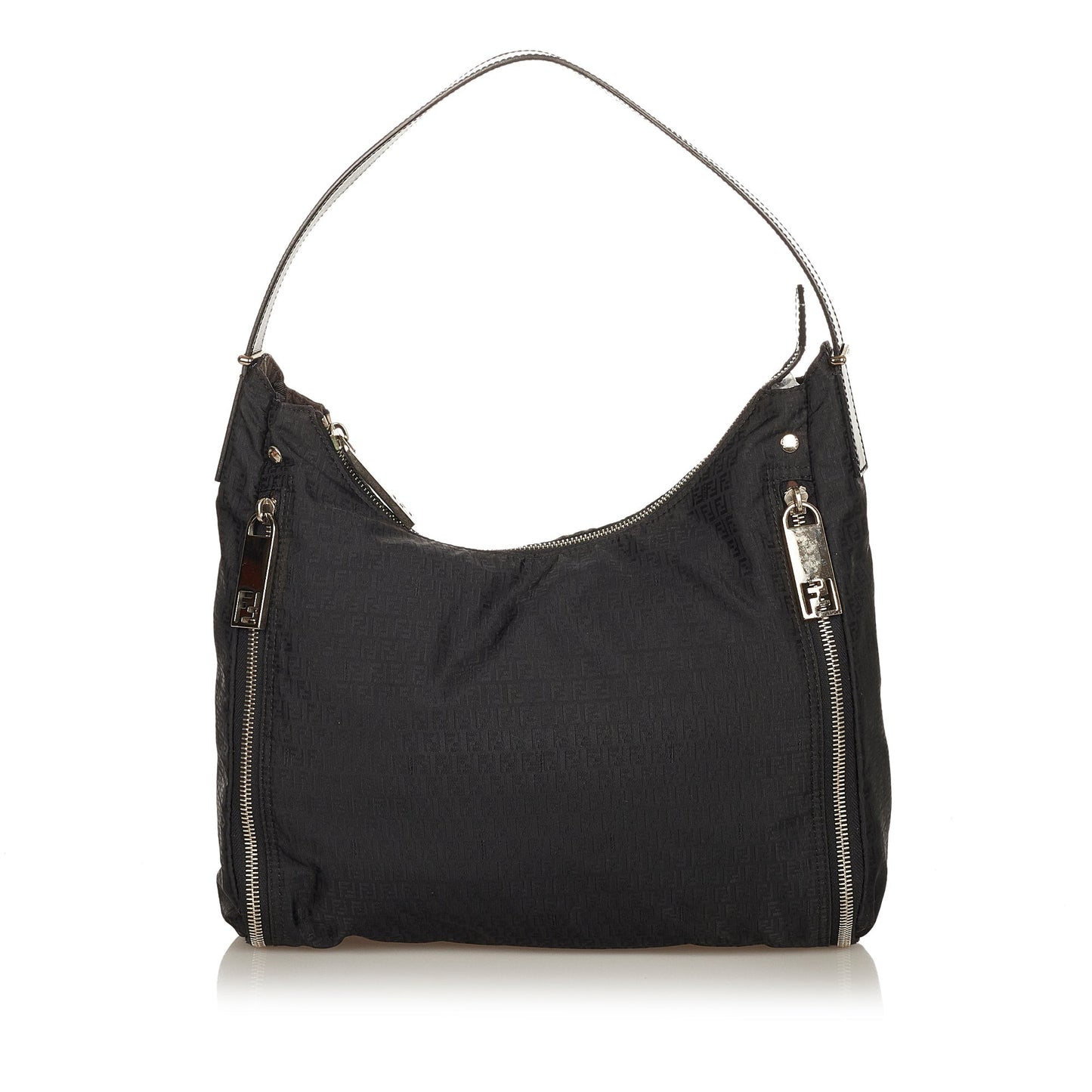 FENDI Zucchino Nylon Shoulder Bag Black