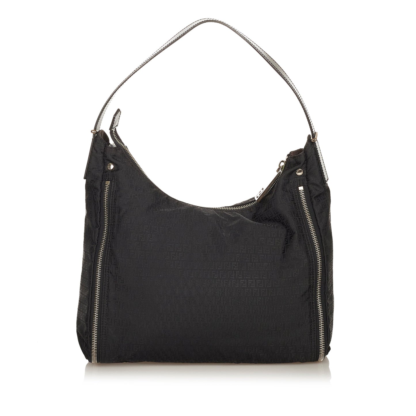 FENDI Zucchino Nylon Shoulder Bag Black