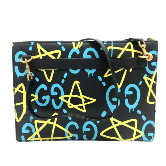 GUCCI 429004 Ghost Clutch Bag Shoulder Leather Women's Black