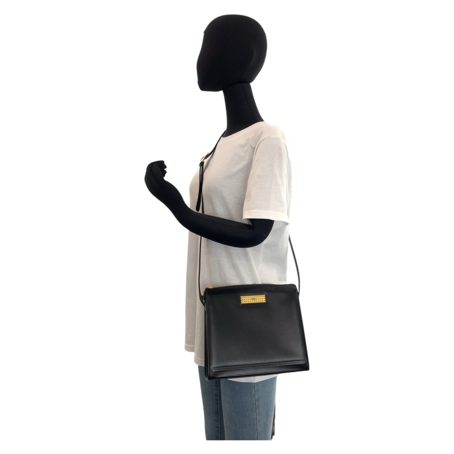 Christian Dior Vintage Black Gold Hardware Leather Crossbody Shoulder Bag Messenger for Women