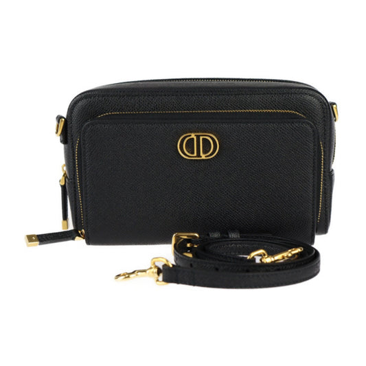 Christian Dior Caro Double Pouch Shoulder Bag S7431UBAE Calfskin Black Second Clutch R2415083010048