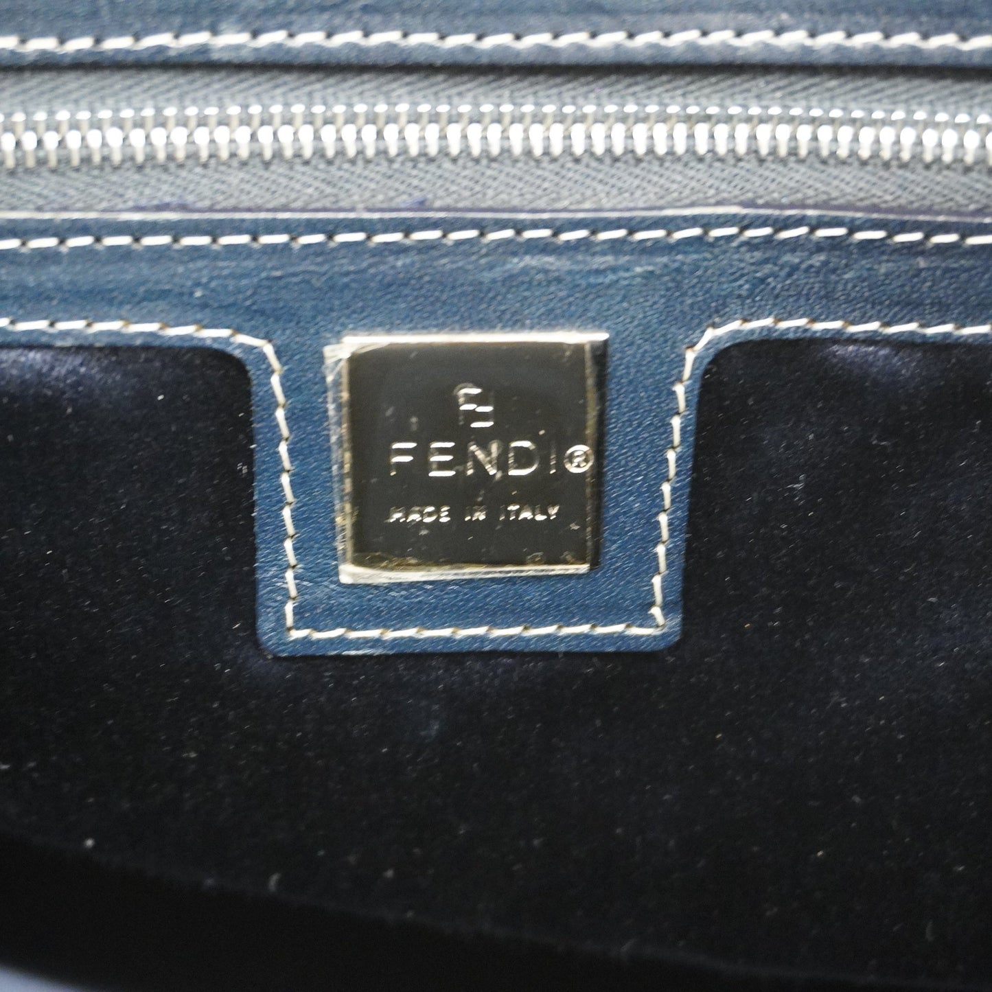 FENDI  Zucchino Handbag Women's Canvas Navy