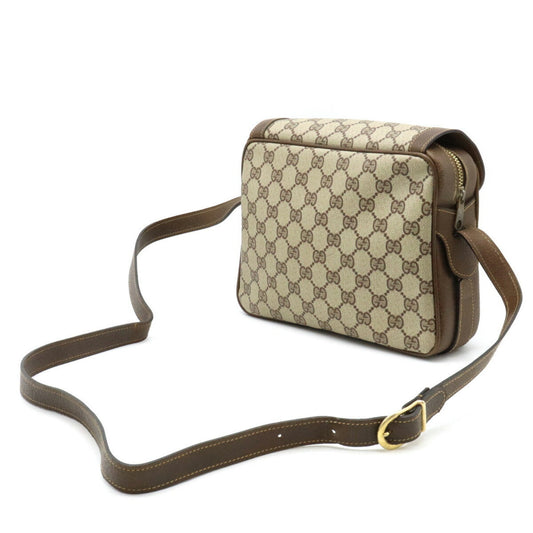 GUCCI Old GG Plus Shoulder Bag Pochette PVC Beige Dark Brown