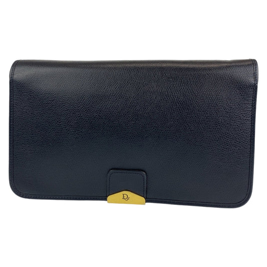 Christian Dior Vintage Medium Honeycomb Pattern Black Gold Hardware Leather Crossbody Shoulder Bag Pochette Women's