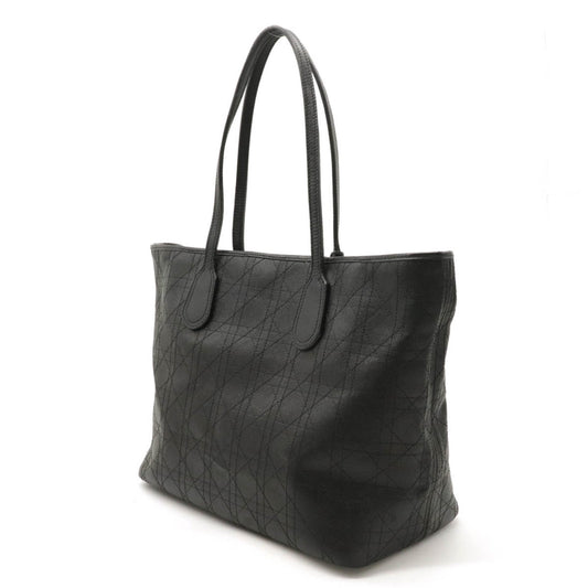 BagsChristian Dior Christian Lady Cannage Pana Tote Bag Coated Canvas Leather Black