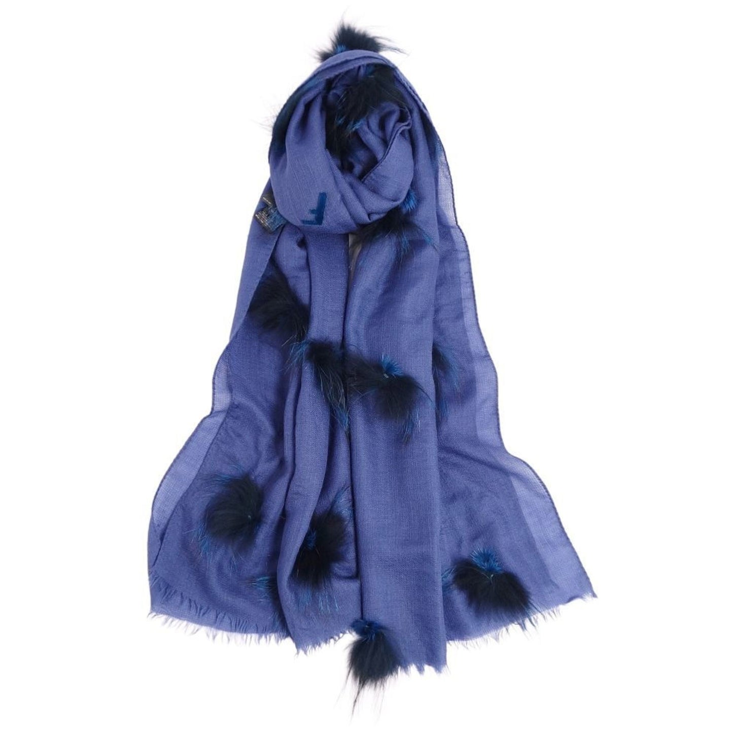 FENDIWomen's navy with  muffler stole cashmere silk fur