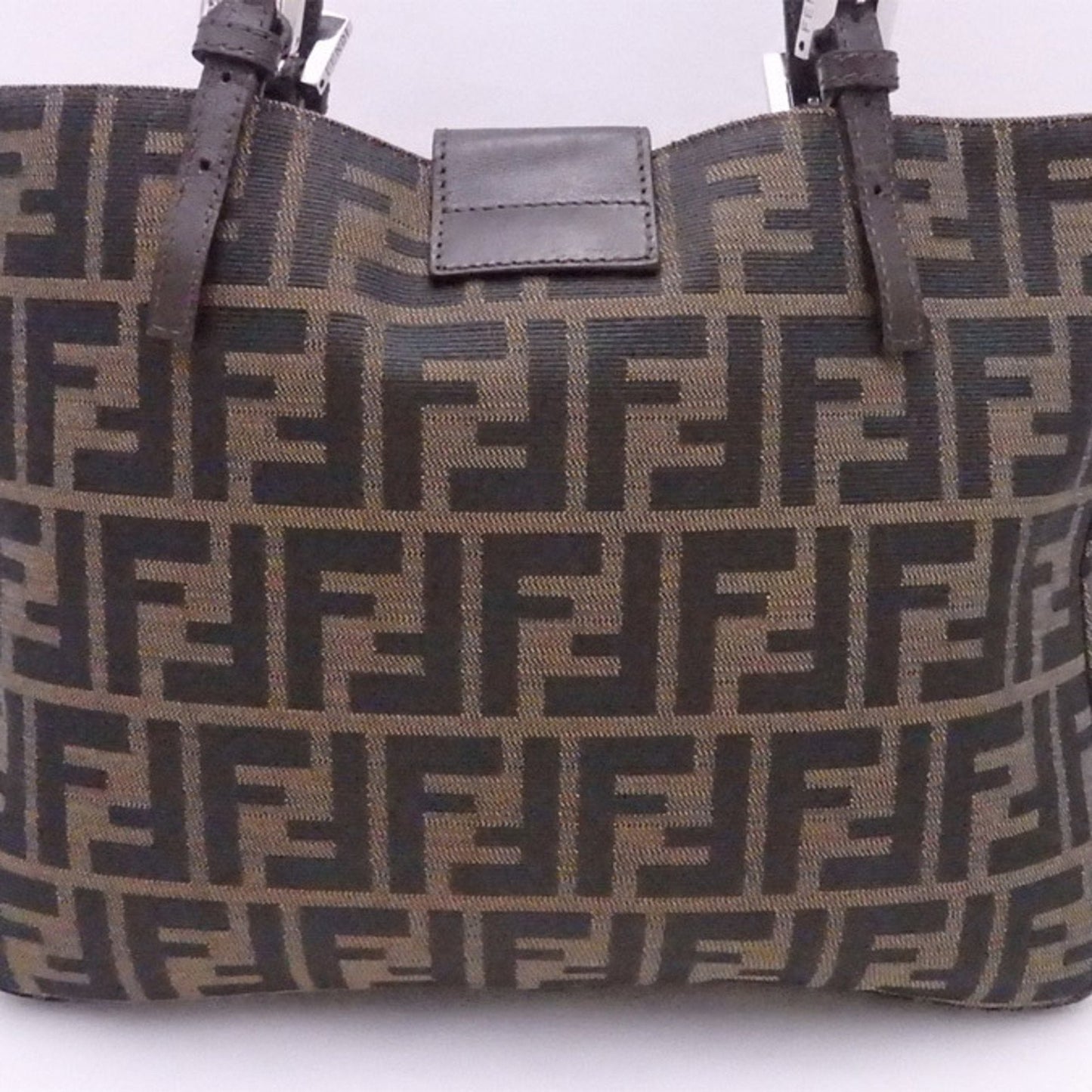 Fendi shoulder bag Zucca brown canvas x leather silver hardware ladies