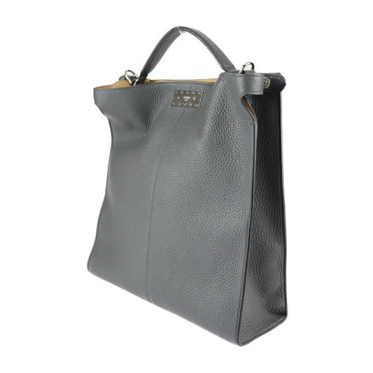 FENDI Peekaboo X Light Fit Tote Bag 7VA447 Leather Dark Gray 2WAY Shoulder