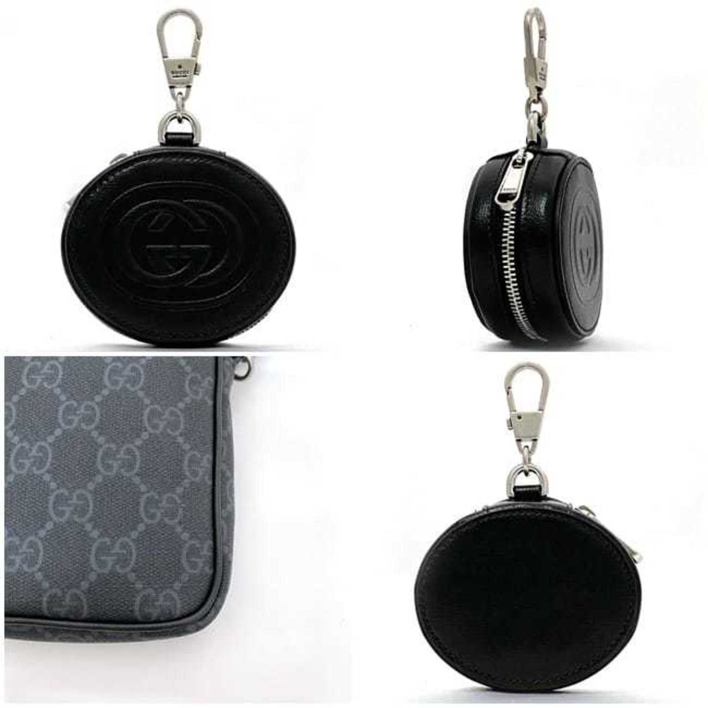 Gucci Shoulder Bag f-22060 Black GG Supreme 700959 PVC Leather 203887 GUCCI Pochette Crossbody Men's Women's Airpods Smartphone
