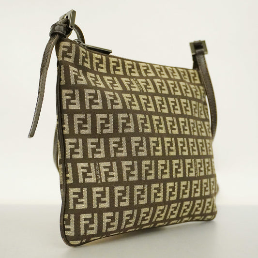 FENDI  Zucchino Shoulder Bag Women's Nylon Canvas Brown