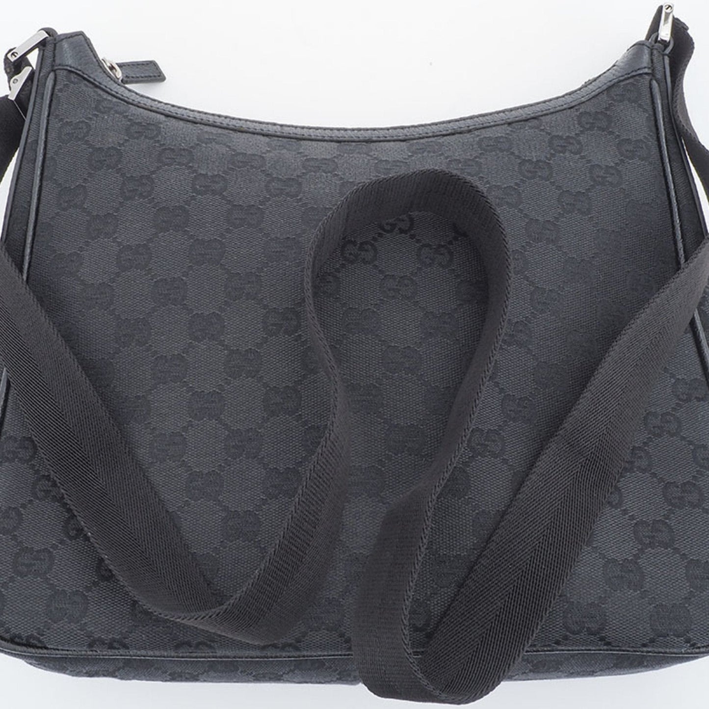 Gucci GG Canvas Shoulder Bag Black 114272 Women's Leather Crossbody GUCCI