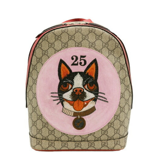 GUCCI Bosco GG Supreme Embroidered Backpack Daypack Canvas Leather 495621