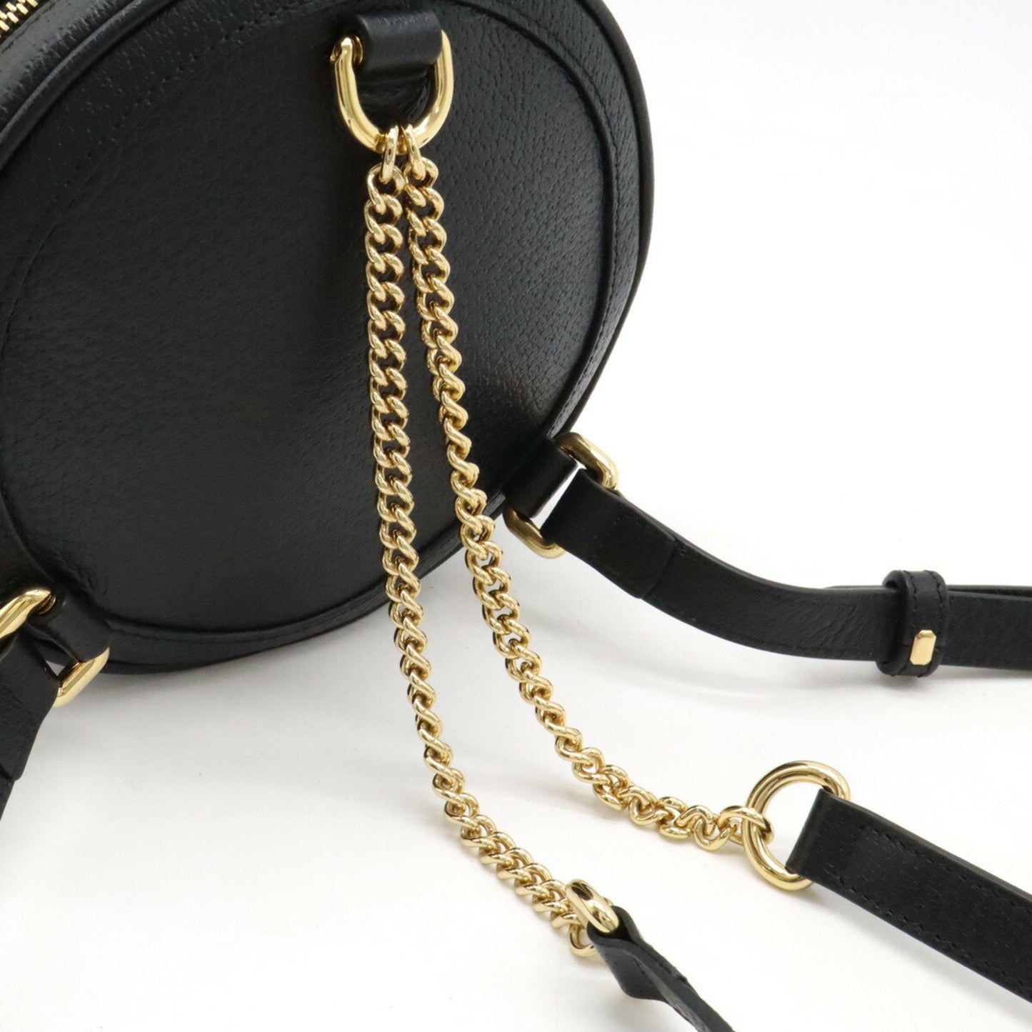 GUCCI Ophidia Sherry Line GG Marmont Round Backpack Rucksack Leather Black 598661