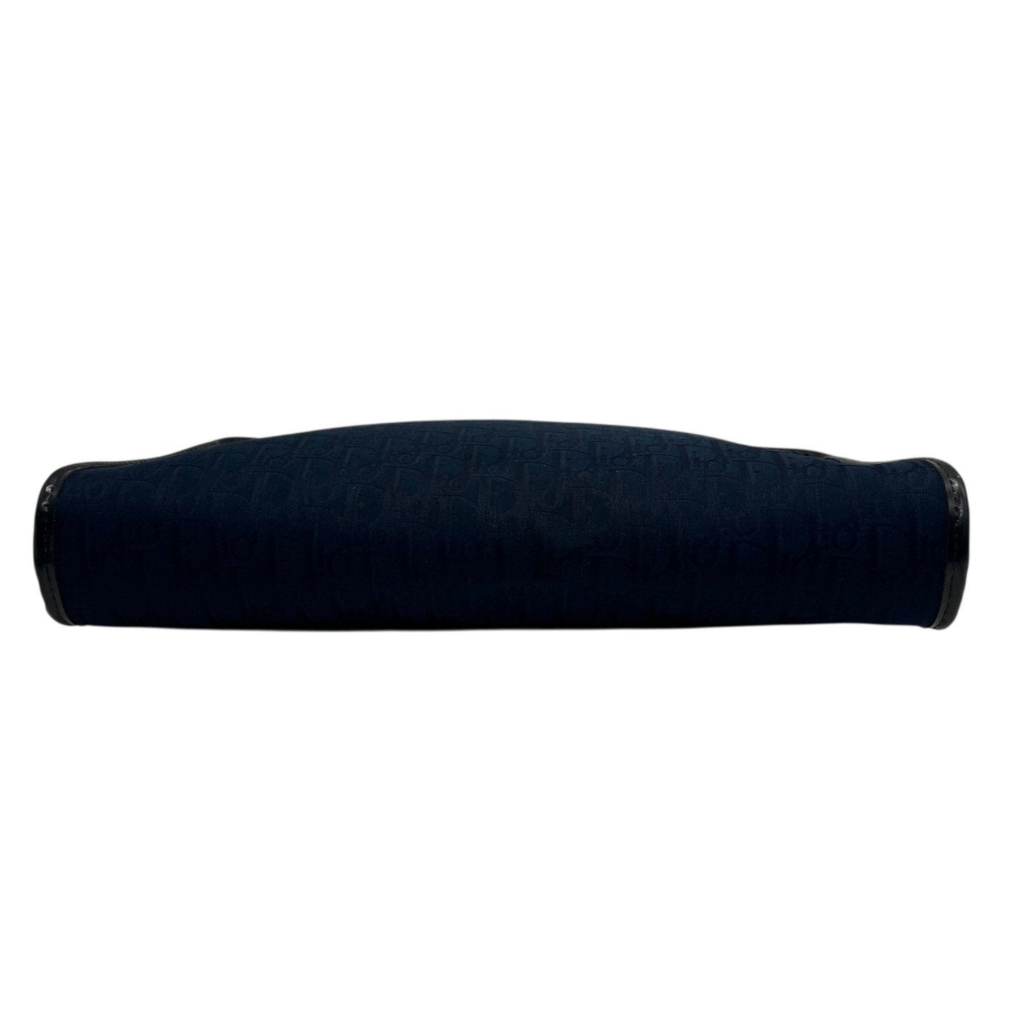 DIOR Christian Dior Trotter Clutch Bag Navy Canvas Gold Hardware Zipper Closure Second Men's Vintage