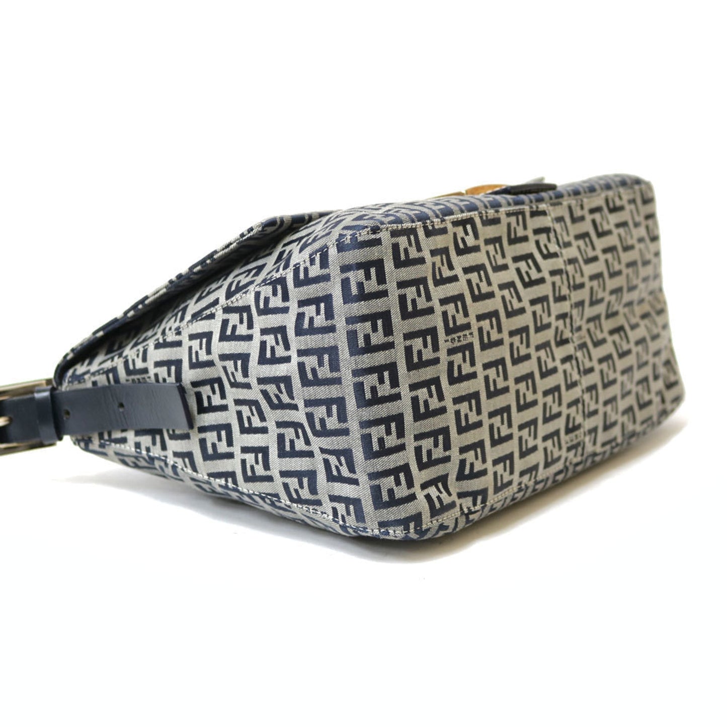 FENDI Shoulder Bag Zucchino Mamma Baguette Blue Ladies