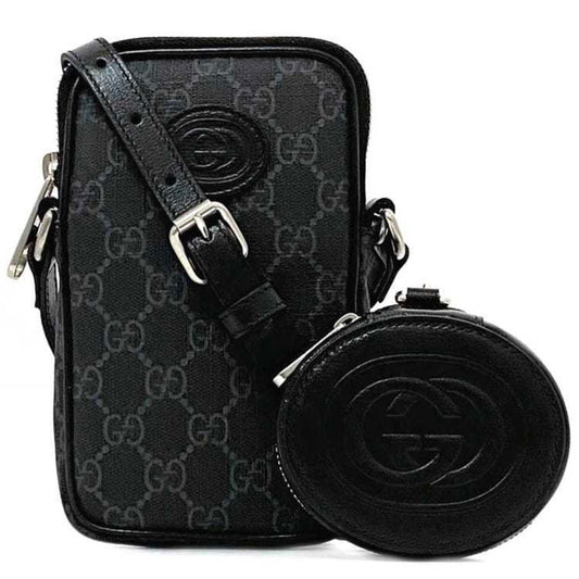 Gucci Shoulder Bag f-22060 Black GG Supreme 700959 PVC Leather 203887 GUCCI Pochette Crossbody Men's Women's Airpods Smartphone