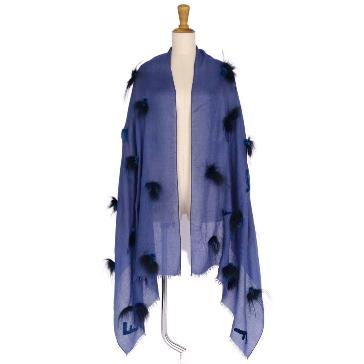 FENDIWomen's navy with  muffler stole cashmere silk fur