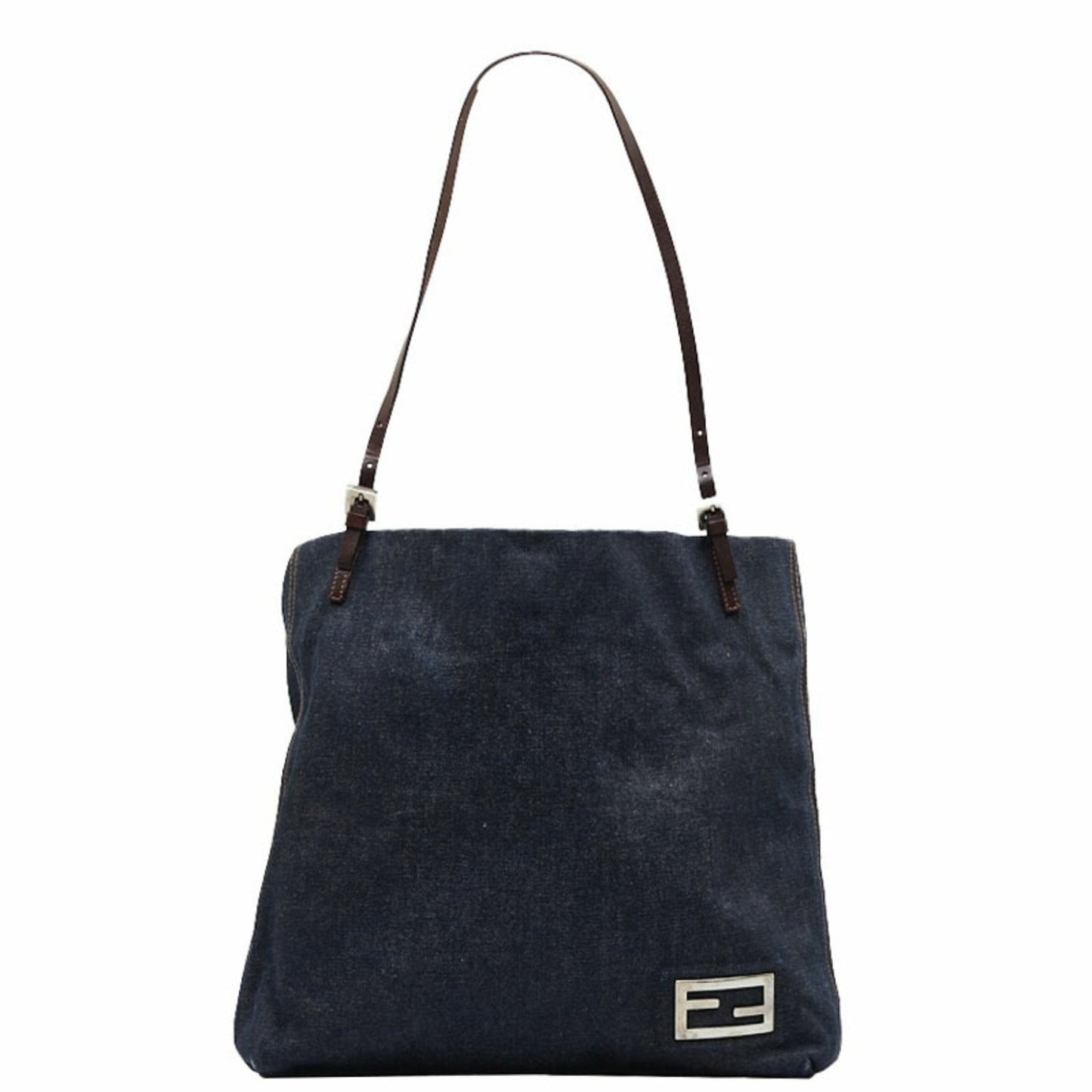 FENDI Tote Bag Shoulder 26633 Indigo Blue Canvas Leather Women's