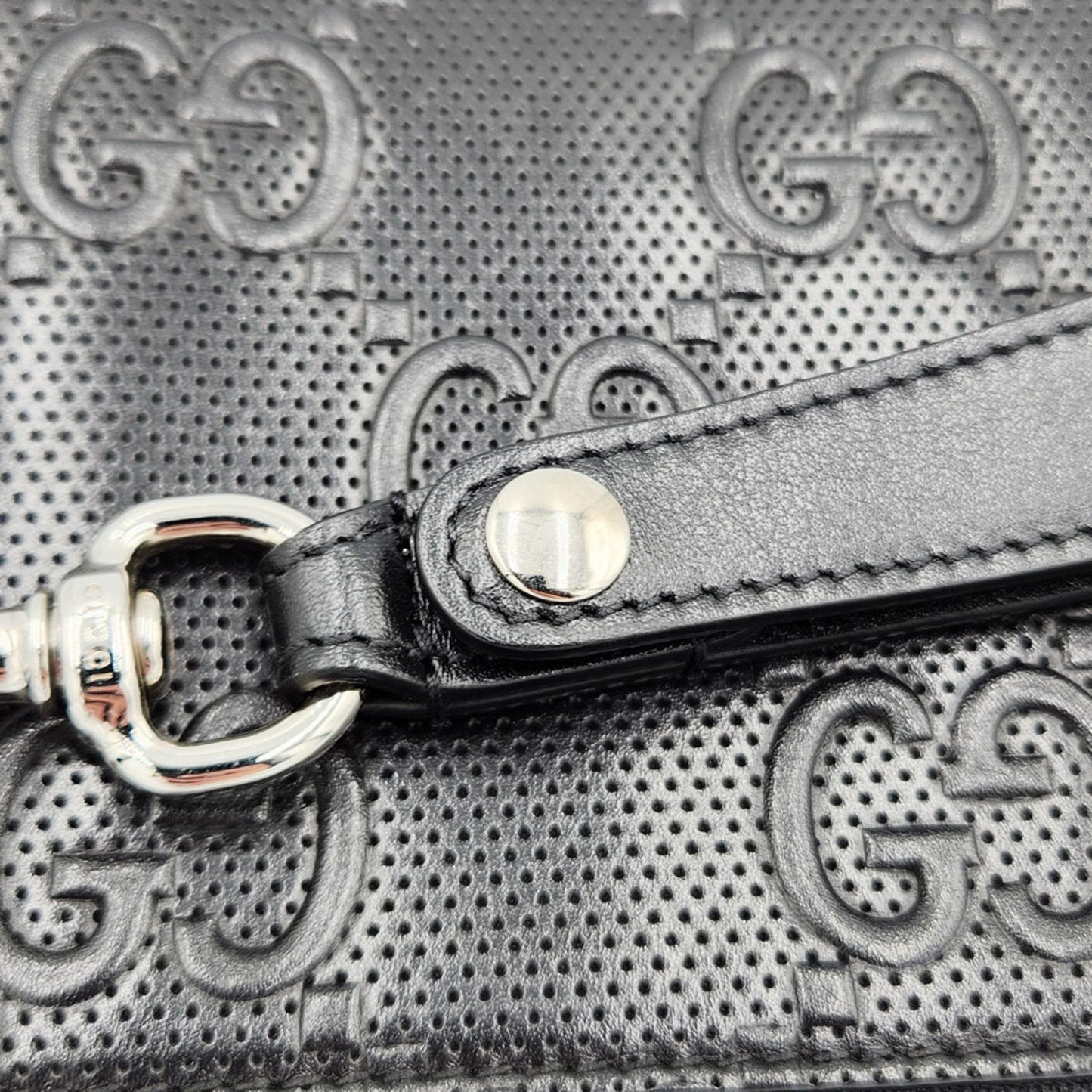 GUCCI GG embossed clutch bag 625569 black leather second for women and men
