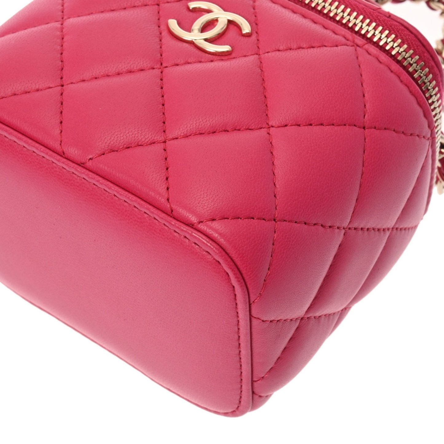 CHANEL Matelasse Small Vanity Chain Shoulder Pink Champagne AP2198 Women's Lambskin Bag