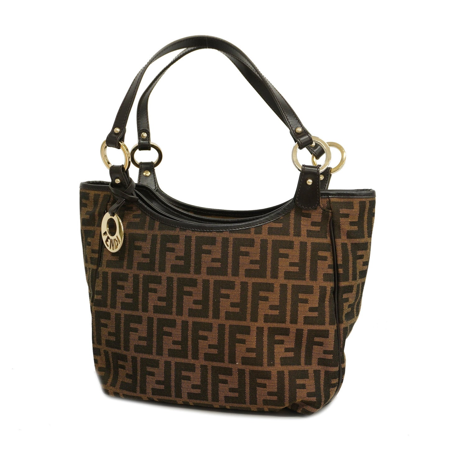 FENDIAuth  Zucca Tote Bag Women's Nylon Canvas Brown